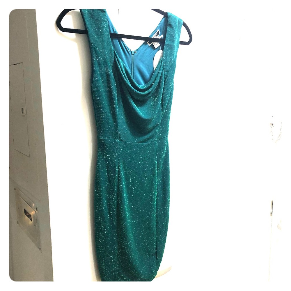 NWT Green Sparkle Cowl Neck Dress